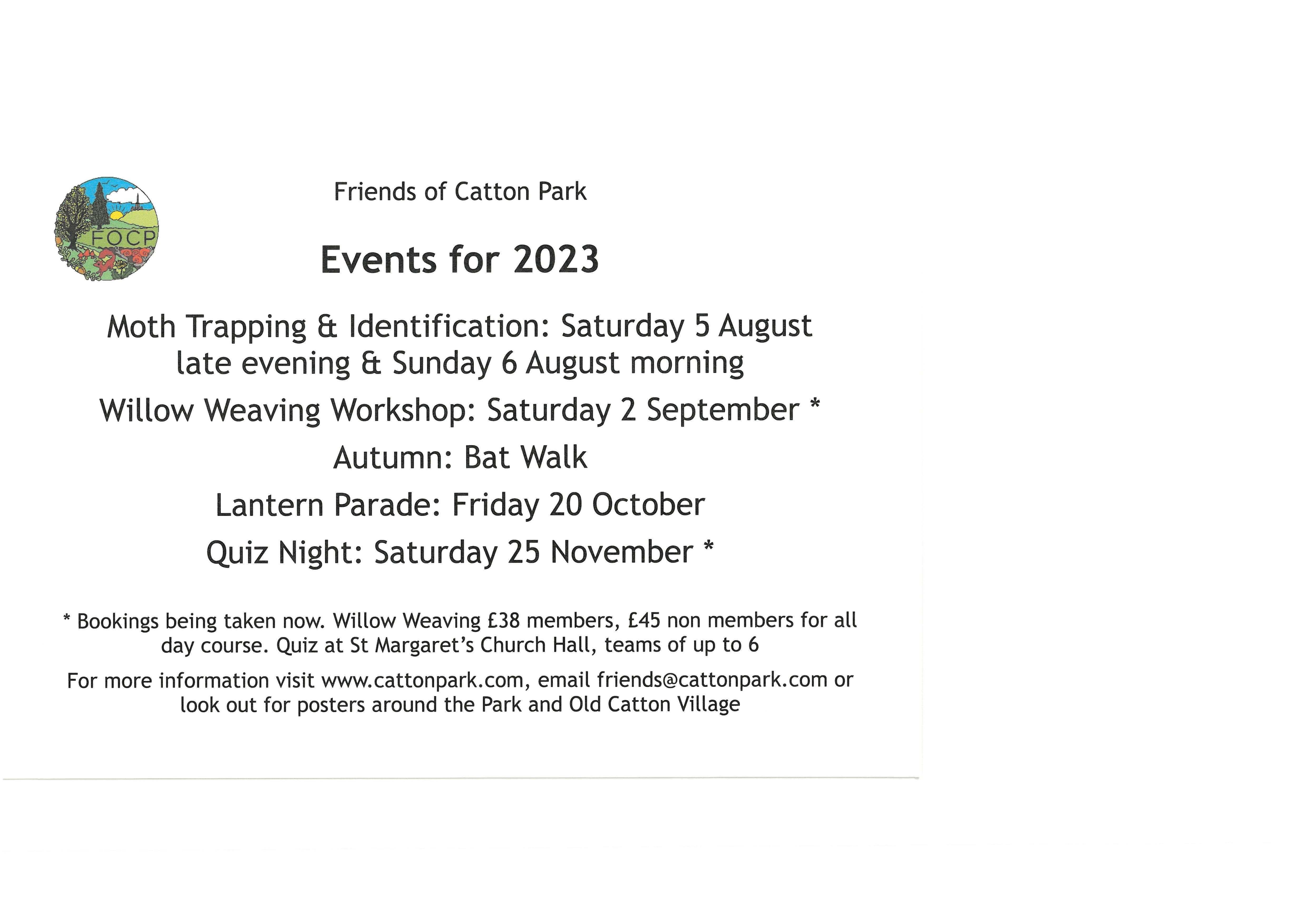 Friends of Catton Park - Events for 2023